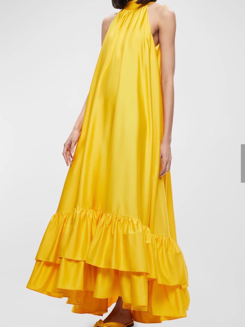 Alice + Olivia Jovie Halter Maxi Dress | Yellow | Size Medium | Belt Included